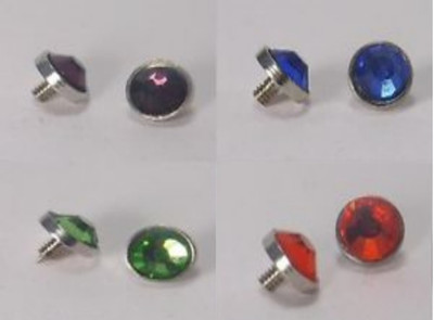 2 DERMAL ANCHOR MICRODERMAL - AUFSATZ  4mm - ROT, BLAU, GRÜN, LILA - INKGRAFIX 