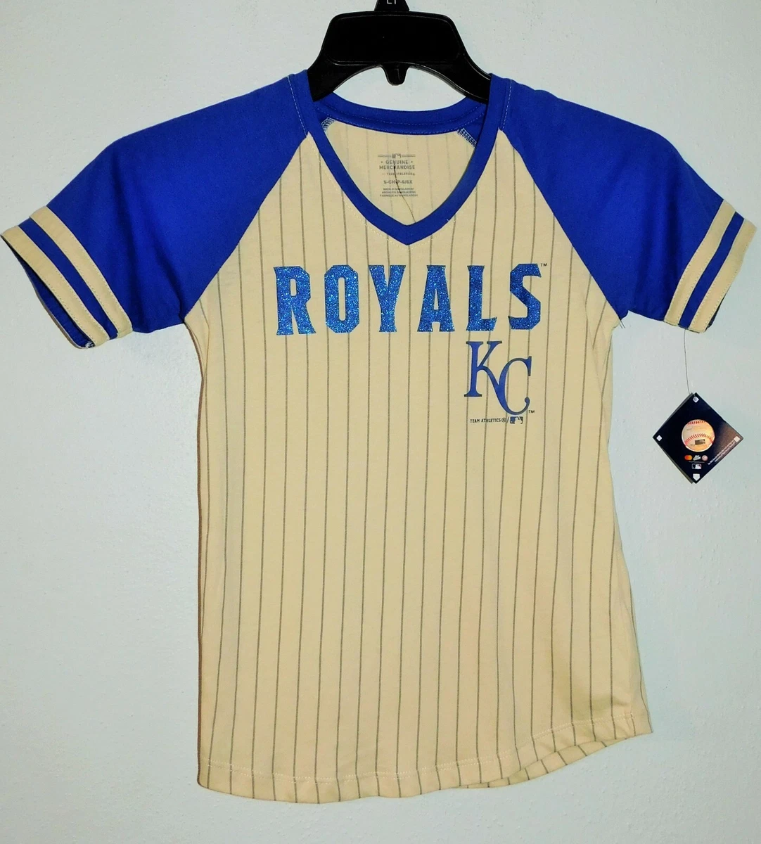 Kansas City Royals Girls Small 6 6X Pinstripe Shirt V Neck eBay