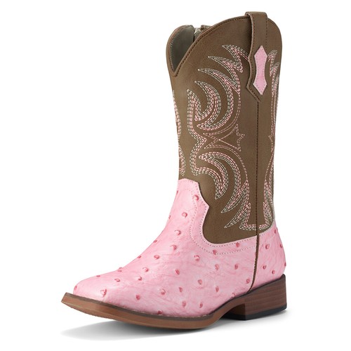 Rollda Toddler Kids Western Cowboy Cowgirl Boots Boy Girl Square Toe Riding Boot - Picture 60 of 60