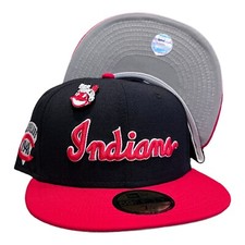 New Era Cleveland Indians 2 Tone 59FIFTY Fitted Hat Cap W/ Chief Wahoo Pin 7 5/8