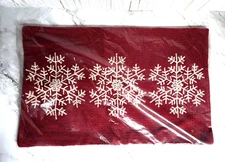 Pottery Barn Snowflake Holiday Christmas Embroidered Lumbar Pillow ~ BRAND NEW