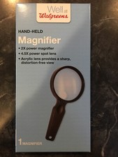 Well at Walgreens Hand-Held 2X Power Magnifier 4.5X Power Spot Acrylic Lens NEW