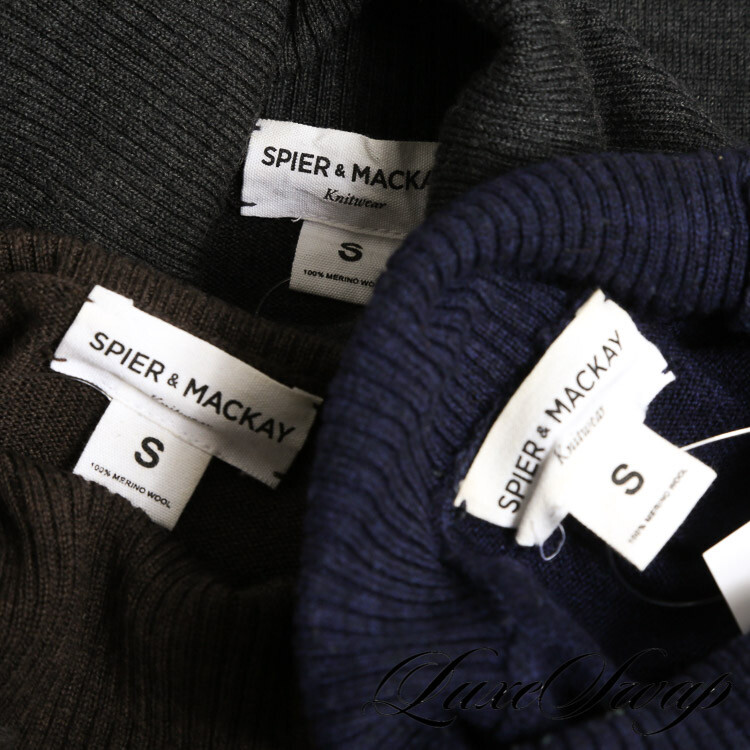 ESSENTIAL LOT X3 Spier & Mackay Brown Navy Charcoal Thin Turtleneck