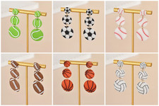 Football Baseball Soccer Volleyball Tennis Basketball Dangle Drop Earrings
