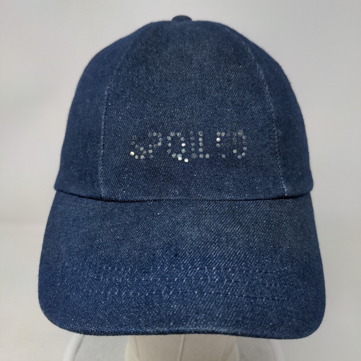 早期完売★BLUER/BLR★Snowflakes Logo Washing Denim Ball Cap Arlin Women's Slideback Denim Hat Blue Spoiled Bling