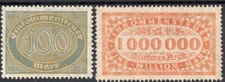 Dt. Reich 2 znaczki podatku dochodowego 100 marek + 1 milion marek, ten ostatni z zagięciem