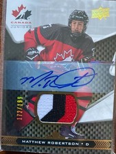 MATTHEW ROBERTSON  #23...2018 TEAM CANADA JUNIOR.. AUTO/PATCH 3 COLOR... 172/199