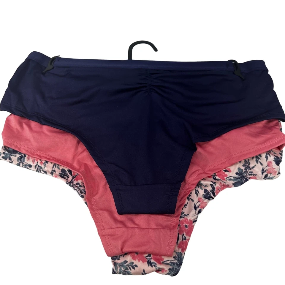 Lot Of 3 Delta Burke Womens Sz Large Panty Brief Floral Pink Solid Pink Blue New - Image 2 of 4