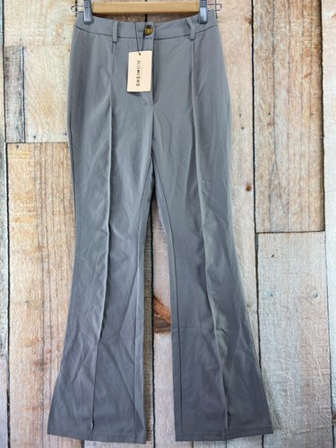 NEW Shein Bae Pleated Split Dress Trouser Pants Women's XS US 2 EU 34 Gray NWT