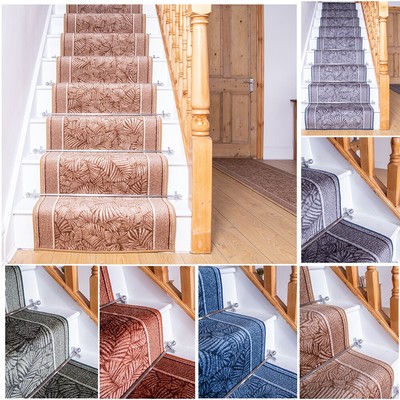 Extra Long Blue Brown Graphite Green Terracotta Stair Staircase Runner Carpet Ebay