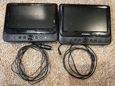 Lot of 2 Sylvania SDVD9805 9-Inch Twin Dual Screen DVD Player With Cables