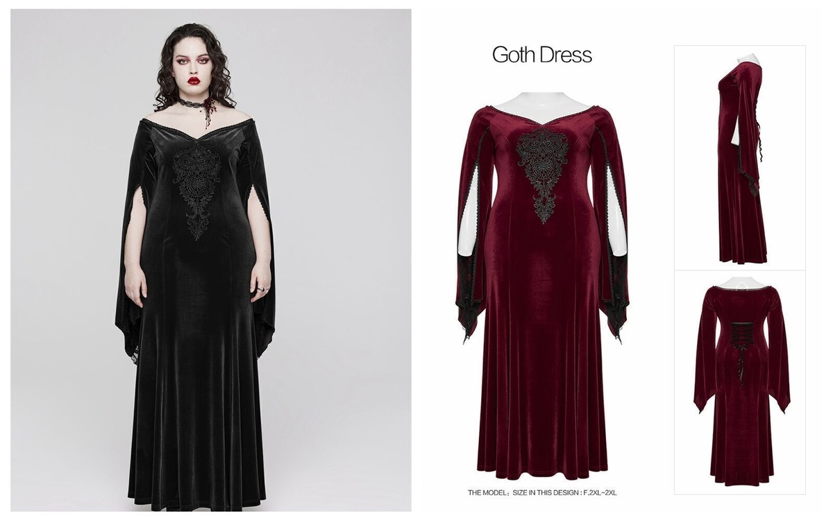 Punk Rave Gothic Elegant Velvet Dress Sexy Off-Shoulder V-Neck Plus Size Gown | eBay Punk Rave Gothic Elegant Velvet Dress Sexy Off-Shoulder V-Neck Plus Size Gown | eBay