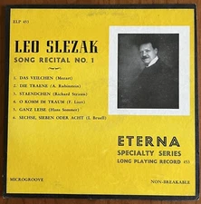 Leo Slezak Song Recital No. 1 10 Inch LP Record - Eterna Specialty Series