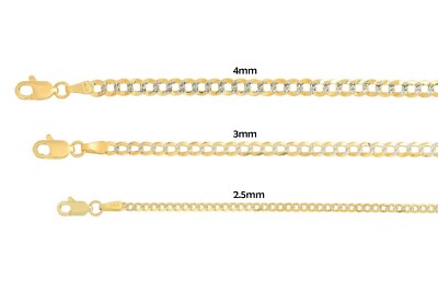 14k Solid Yellow Gold Cuban Link Chain Necklace D/cut 2.5mm-4mm Sz 16''-26''
