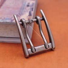 Men Heavy Wide Silver Double Pin Prong Leathercraft Belt Buckle Fits 45mm Strap