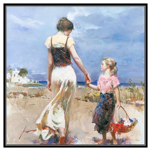 PINO Daeni Original Embellished Giclee on Canvas Large Signed Lets Go Home Art - Picture 3 of 5