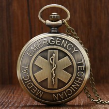 Retro Emergency Technician Hospital Medical Quartz Pocket Watch Necklace Chain