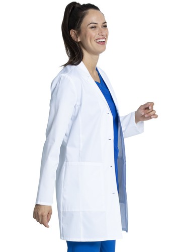 Cherokee Scrubs Women's 33" Lab Coat CK452 WHT White Free Shipping - 第 5/6 張圖片