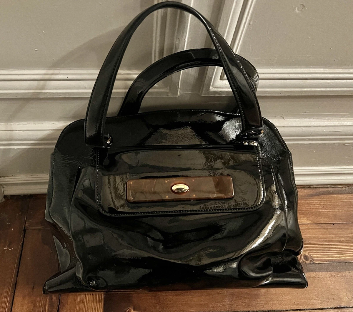 Orla kiely clearance black leather bag