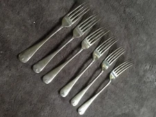 6 X VINTAGE ANTIQUE DINNER FORKS EPNS SILVER PLATED 19.5CM SET