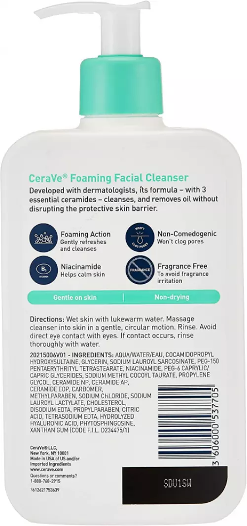 CeraVe Foaming Cleanser 16 oz for Daily Face Washing Normal to
