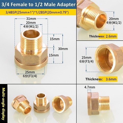 Brass Female to Male Threaded Hex Pipe Fitting Water Adapter Coupler Connector - Picture 19 of 19