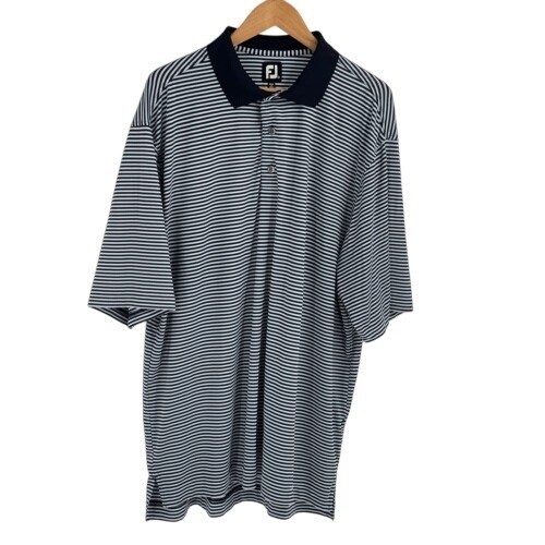Footjoy Polo Shirt Golf Men's Size XL Blue Stripes Short Sleeve