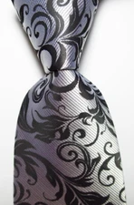 New Classic Paisley White Black JACQUARD WOVEN Silk Men's Tie Necktie