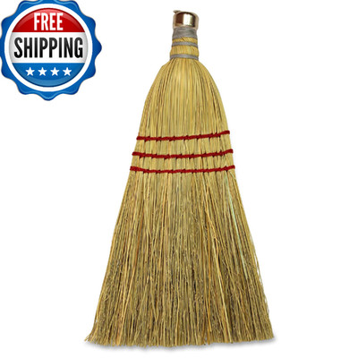Genuine Joe Whisk Broom Metal Hang Ring Natural 12 Count