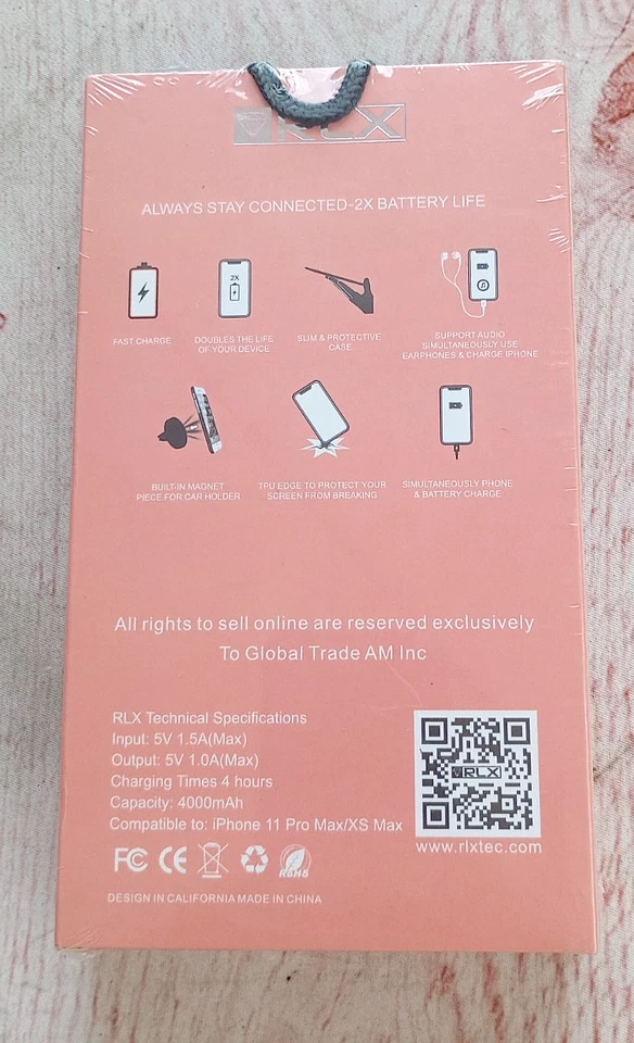 Funda Teléfono Carga iPhone 11 Pro RLX Batería Rosa 4000 mAH NUEVA EN PAQUETE Foto 2 de 3
