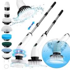 Waterproof Rechargeable Power Scrubber, Cleaning Electric Spin Scrub Brush with 