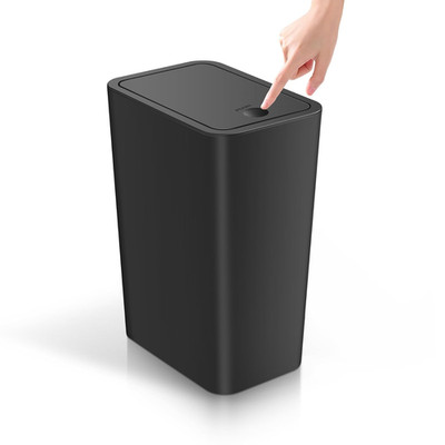 TIPGO Bathroom Trash Can with Lid, 4 Gallon / 15 Liter Small Garbage Can, Press