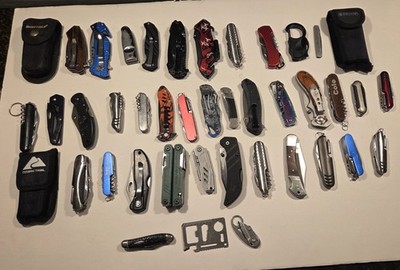 Assorted Pocket Knifes, Multi-Tools & Accessories Bulk Lot of 40+ pc,  L-2