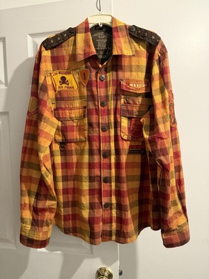 VTG Pepe Jeans London Y2K Appliqué&Embroidered Shirt Plaid Men Size 2XL