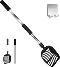 Cat Litter Scoop, Metal Litter Scooper with Detachable Long Handle