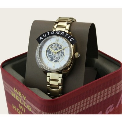  Fossil BQ3729 Women Silver Skeleton Dial & Gold Toned Automatic Watch