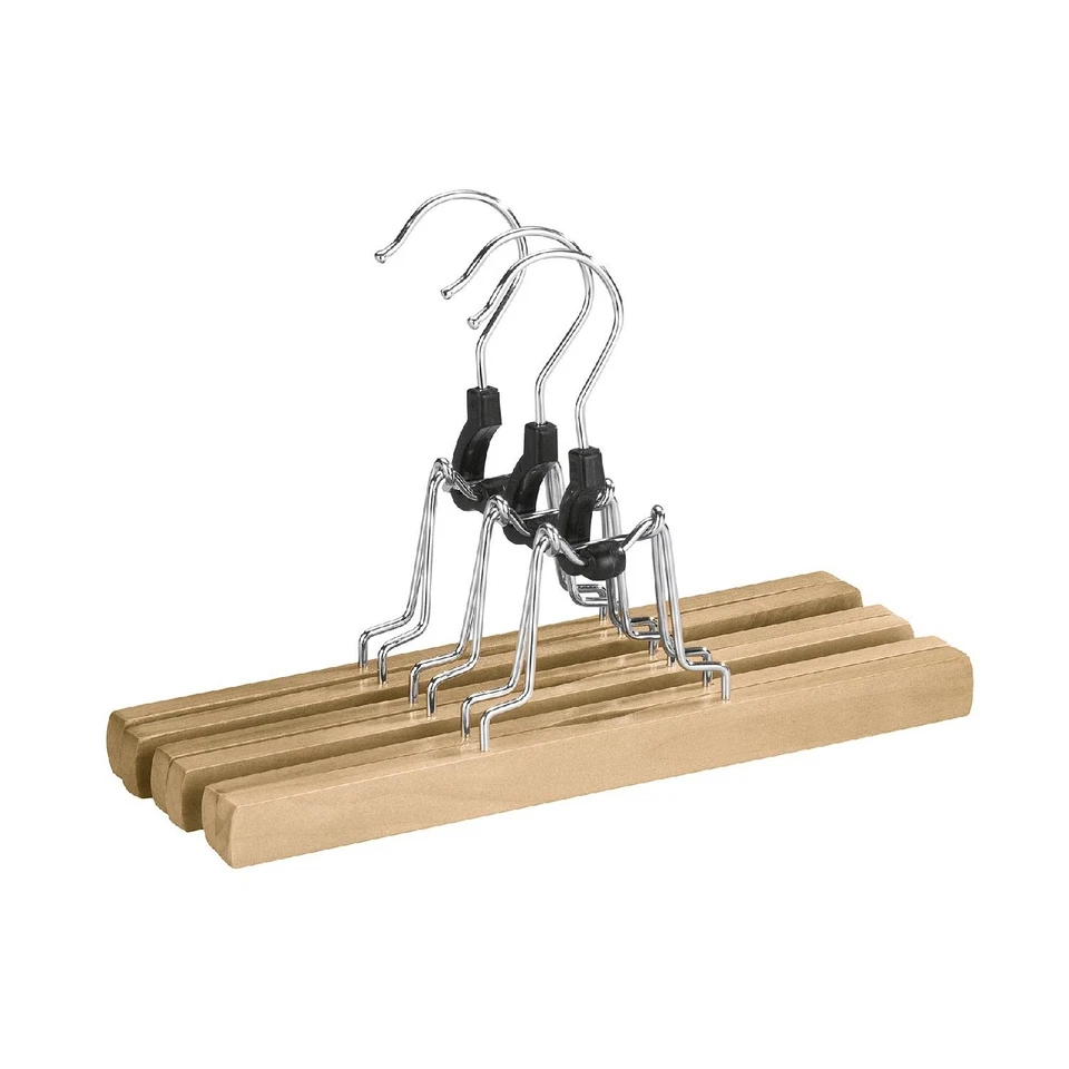 3x Wenko Hosenklemmbügel Premium 25cm Kleiderbügel Hosenbügel Klemmbügel natur - Bild 1 von 1