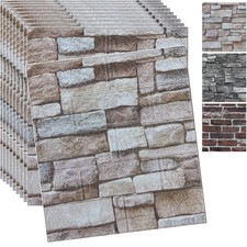 10PCS 3D Wall Panels Peel and Stick 3D Brick Wallpaper Peel and Stick Faux St...