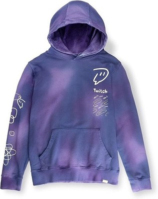 Twitch Unisex Purple Orb Tie Dye Glitch Logo Hooded Pullover Sweatshirt Small S