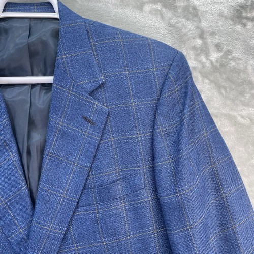 Bullock & Jones Blazer Uomo Taglia 48R Tuta Giacca Due Bottoni Plaid Lana USA Casual - Foto 11 di 16