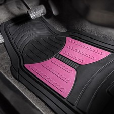 Fh Group Trimmable Heavy Duty 1st 2nd Row Pink Rubber Floor Mat Set