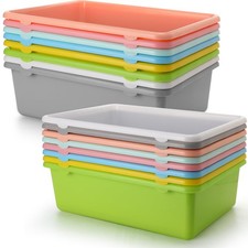 16 Pcs Large Plastic Book Bins for Classroom Cubby Storage Bins Bulk 15.3 x 1...
