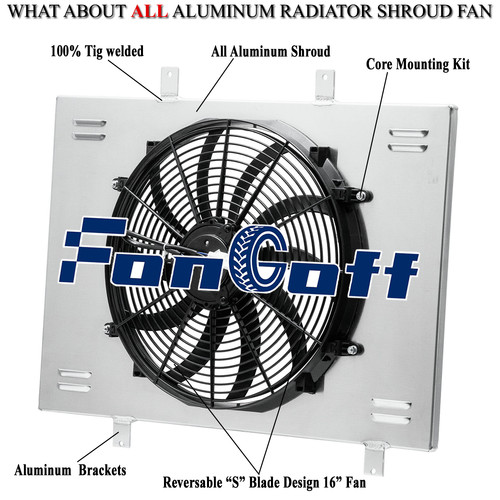 Aluminum Radiator Shroud+Fan FITS 99-03 Dodge Ram 1500 2500 3500 Van Truck 5.9L