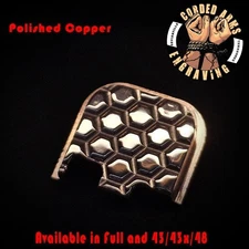 HoneyComb Copper CNC Milled -  FITS Glock Rear Slide Plate Back Plate for Gen1-5