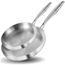 Set Padelle 10-12 Pollici Tristrato Acciaio Inox - Lavabile in Lavastoviglie e Forno