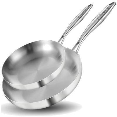 10-12 Inch Tri-Ply Stainless Steel Frying Pan Set - Dishwasher & Oven Safe