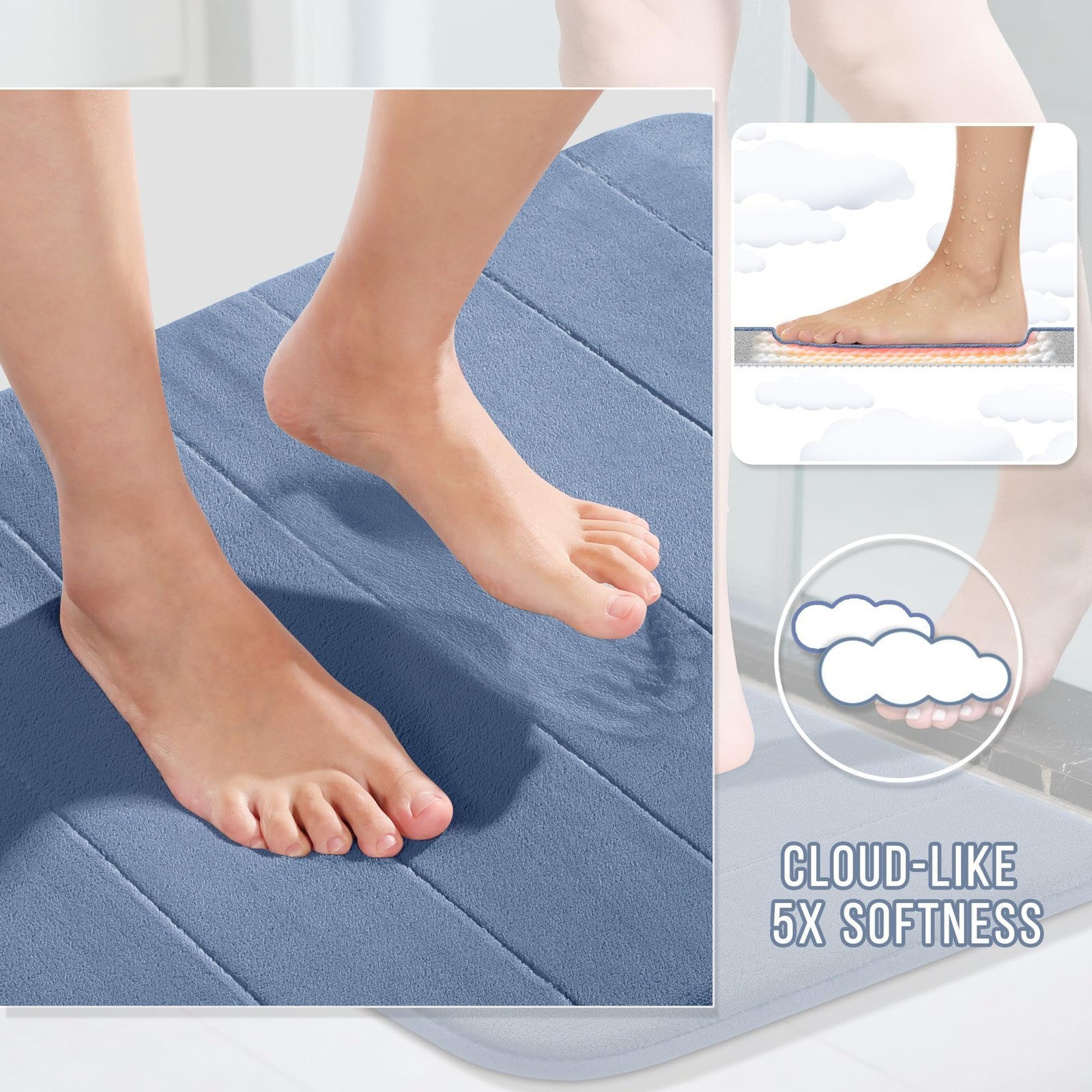 Yimobra 55"x24" Non-Slip Memory Foam Bath Mat, Super Soft, Water Absorbent