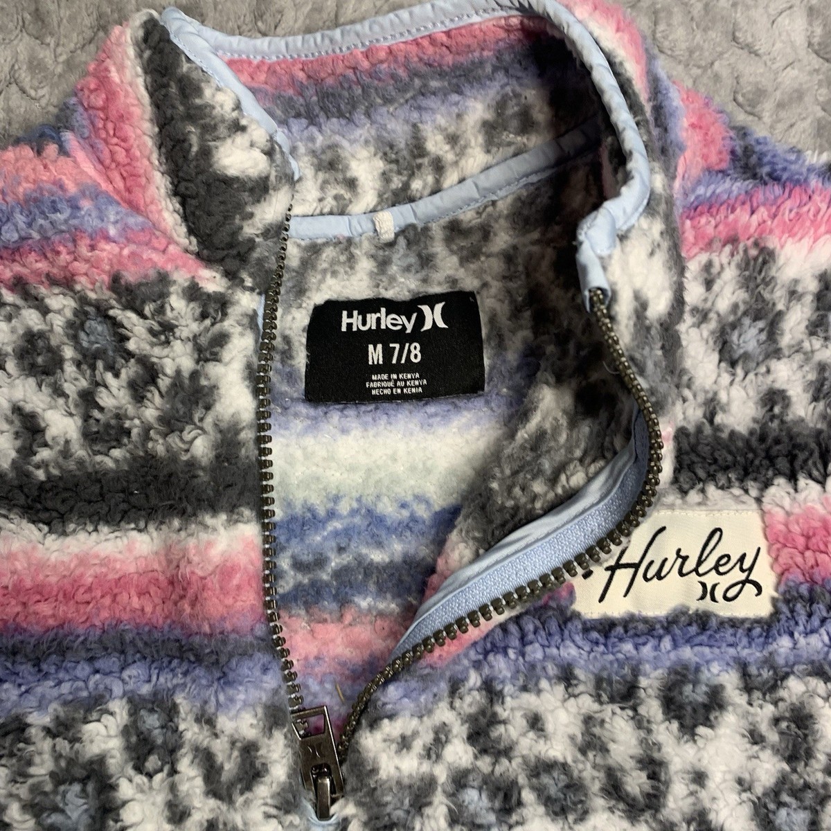 Hurley Kids Sherpa Pullover Quarter Zip Jacket Size M 7/8 Cozy