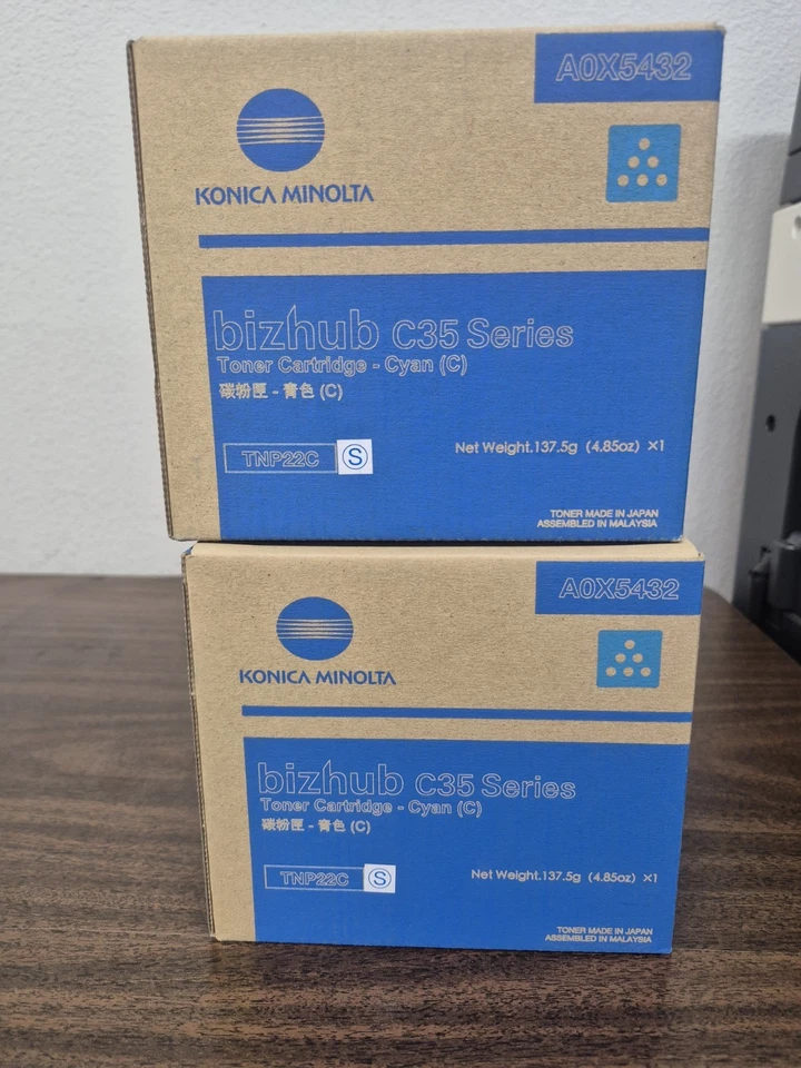 Juego de tóner genuino Konica Minolta TNP-22 color arco iris CMY para Bizhub C35 C35P Foto 3 de 3