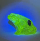 Fenton Yellow Opalescent Vaseline Glass Frog Figurine